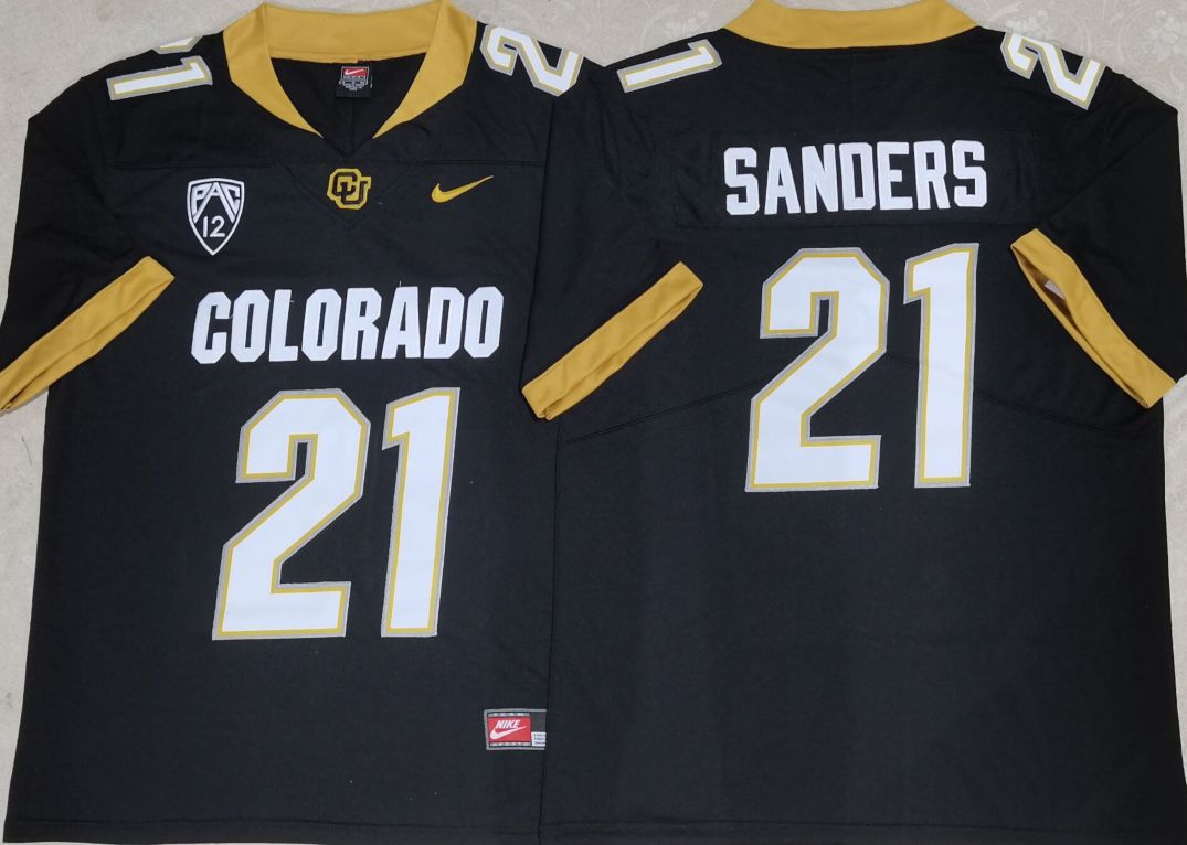 Men Colorado Buffaloes #21 Sanders Black 2025 Nike Limited NCAA Jersey style 1